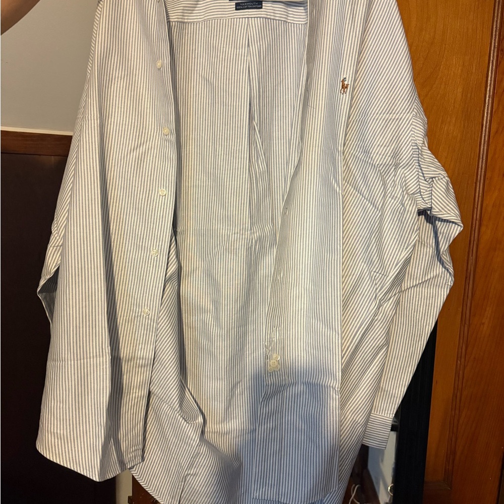 Ralph Lauren Blue and White Striped Dress Shirt